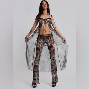 NWOT Jaded London  Snake Laced Mesh Trousers Size 0 US
